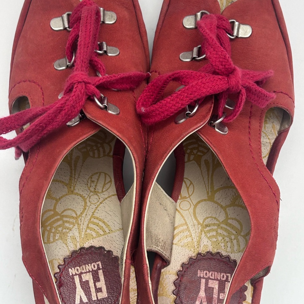 FLY LONDON Red leather wedge sandals Size 40 - Picture 8 of 16